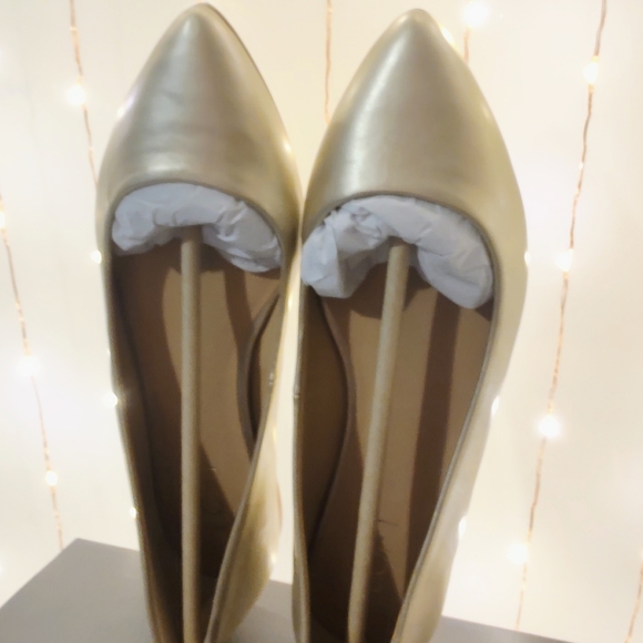NWT/NIB LOFT Aubrey Pointy Toe Flat 7.5 Matte Gold - Picture 5 of 9
